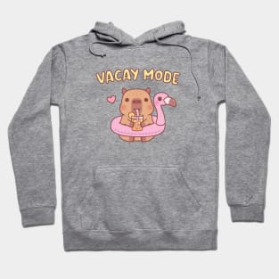 Cute Capybara With Flamingo Pool Float Vacay Mode Hoodie